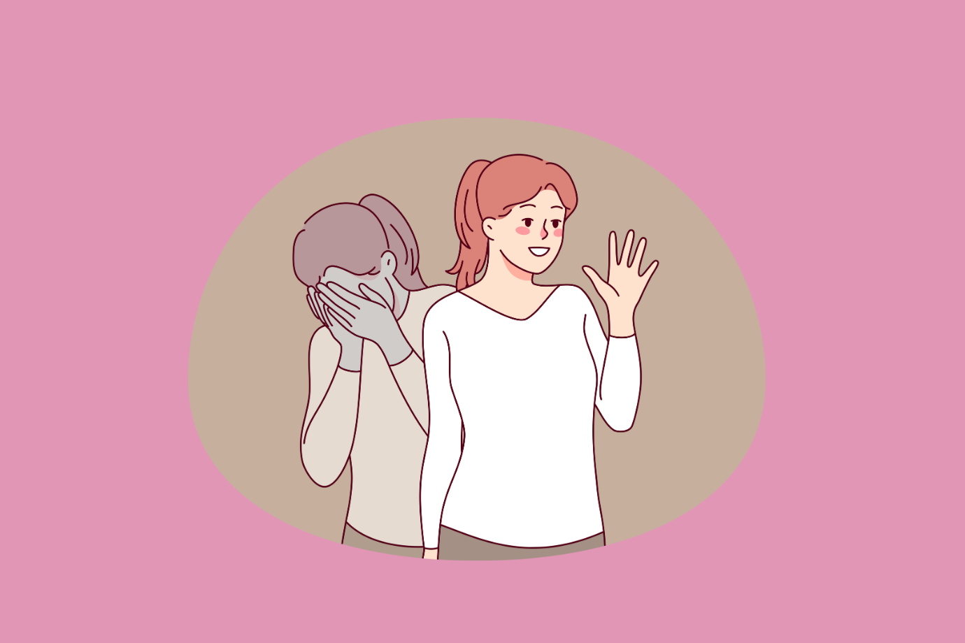 Persona que tiene depresión sonriente o funcional que aparenta estar bien y sonriente